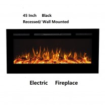 45" Black Built-in Recessed / Wall mounted Heater Electric Fireplace