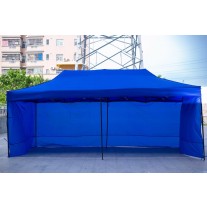 3X6M Folding Gazebo Outdoor Marquee Pop Up Navy Blue 3 sided wall