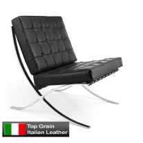 Barcelona Single Sofa Chair Replica Black Premium Italian Leather