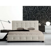 Italian Design Deluxe Mondo Faux Leather Bed Frame (Double Size,White)