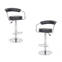 2x Black PU Leather Half-Moon Kitchen Bar Stools (AD)