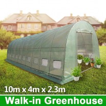 10m x 4m Heavy Duty 0.8x25mm Galvanised Frame Walk-in PE Polytunnel Greenhouse 