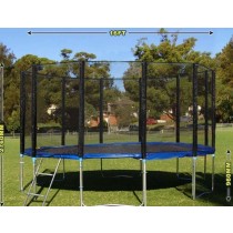 16ft Outdoor Trampoline Enclosure Set with Safety Net and Ladder 