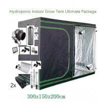  Hydroponic Indoor Grow Tent Ultimate Package- 300x150x200cm TENT+ 600W Grow Light Kit x2 +6" Fan/Filter Kit