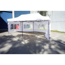 3X6M Folding Gazebo Outdoor Marquee Pop Up White 3 sided window wall