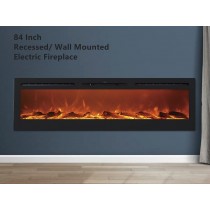 84" Black Built-in Recessed / Wall mounted Heater Electric Fireplace 
