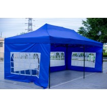 3X6M Folding Gazebo Outdoor Marquee Pop Up Navy Blue 3 sided window wall