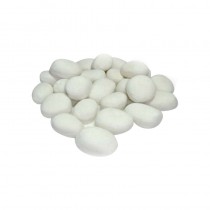 24 Piece Ceramic Ethanol Gas Fireplace Pebble Set in White