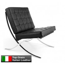 Barcelona Single Sofa Chair Replica Black Premium Italian Leather
