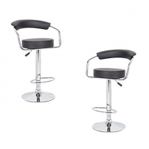 2x Black PU Leather Half-Moon Kitchen Bar Stools (AD)