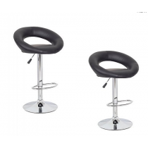 2x Black PU Leather Circular Kitchen Bar Stools (AD)