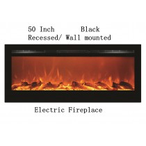 50" Black Built-in Recessed / Wall mounted Heater Electric Fireplace 