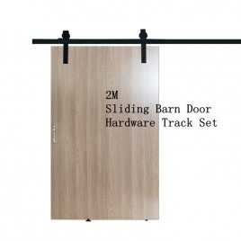 2M Sliding Barn Door Hardware Track Set Kit Powder Coat Steel Black 