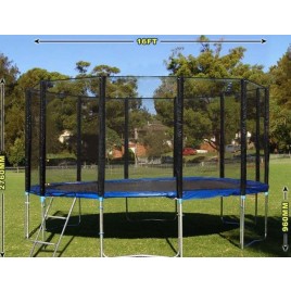 16ft Outdoor Trampoline Enclosure Set with Safety Net and Ladder 