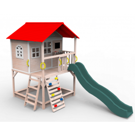 Outdoor Wooden Tower Kids Play Cubby House Cubbyhouse Sandpit Slide Climbing Rock 2124