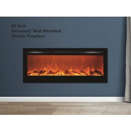65" Black Built-in Recessed / Wall mounted Heater Electric Fireplace 
