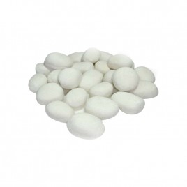 24 Piece Ceramic Ethanol Gas Fireplace Pebble Set in White