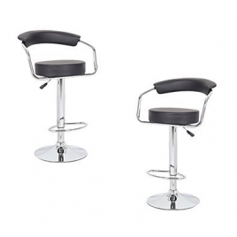 2x Black PU Leather Half-Moon Kitchen Bar Stools (AD)