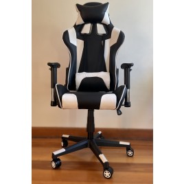 High Back 180 degrees tilt Ergonomic Gaming Office Executive Racing Chair Seat -Black and White