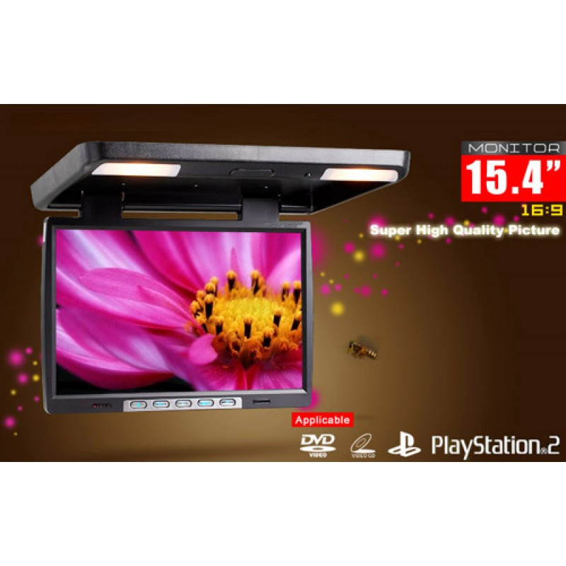 15.4 inch Flip Down Roof Monitor with Dome Light Infrared