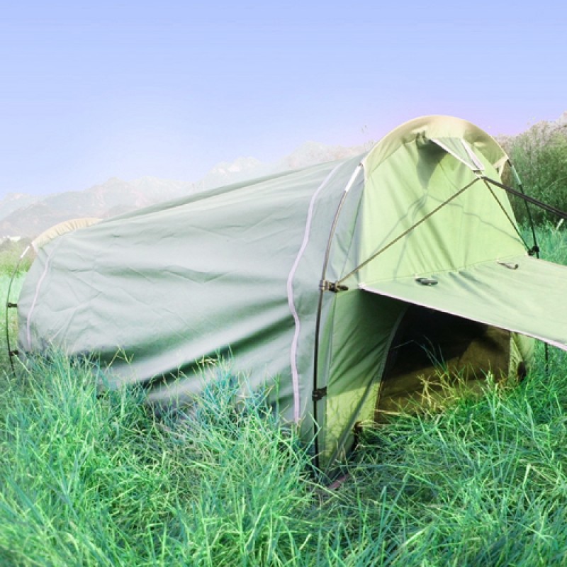 Single Camping Deluxe Dome Canvas Swag Tent 
