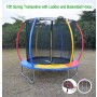 10ft Rainbow Trampoline & Enclosure Ladder Basketball Hoop Set