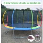 14ft Rainbow Trampoline & Enclosure Ladder Basketball Hoop Set