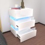 Modern RGB LED Bedside Table Side Table Nightstand High Gloss Furniture Storage White