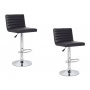 2x Black PU Leather Full Sectioned Kitchen Bar Stools 