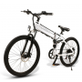 SAMEBIKE 26 Inch Aluminum Folding Electric Bike 350W Motor 10.4Ah Battery Max 30 KPH White