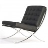Barcelona Chair Inspired Single Sofa Black Italian Leather 